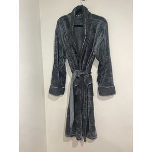 PAVILIA Robe - Satin and Waffle Trim -‎ Grey Size L/XL NWOT